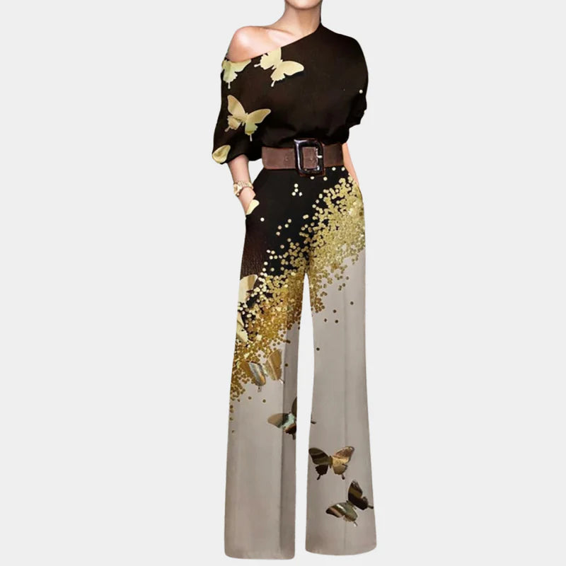 Chevonne | Women’s Asymmetrical One Shoulder Wide Leg Jumpsuit