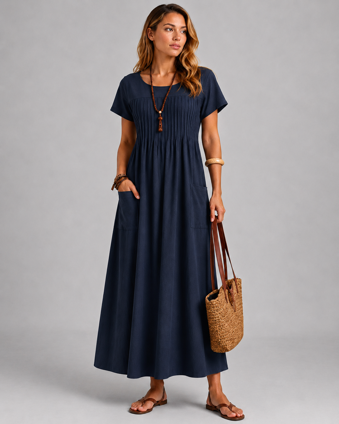 Cheyenne | Women’s Scoop Neck Dolman Sleeve Midi Dress