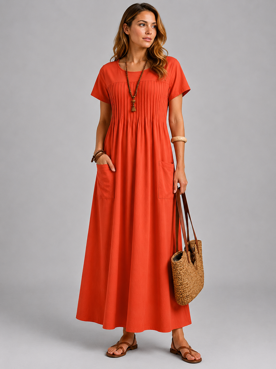 Cheyenne | Women’s Scoop Neck Dolman Sleeve Midi Dress