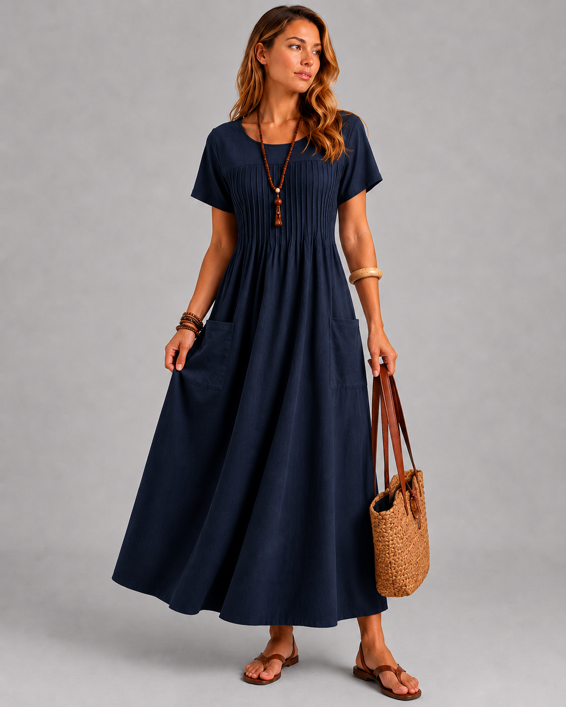 Cheyenne | Women’s Scoop Neck Dolman Sleeve Midi Dress