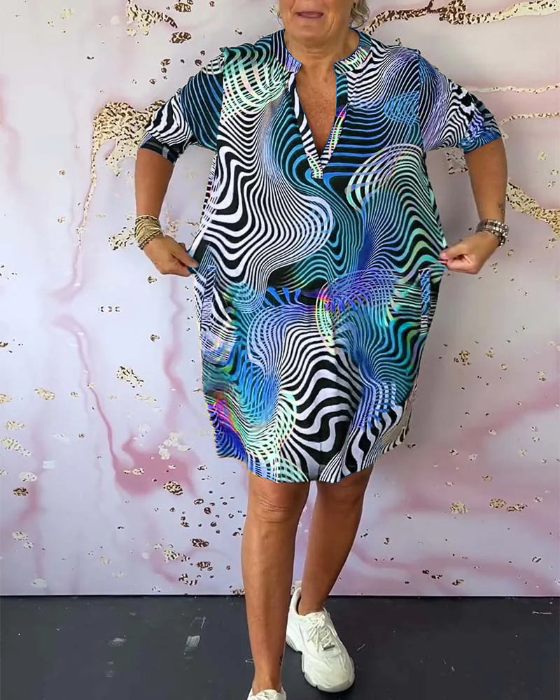 Chisom | Women’s Abstract Printed Short Sleeve Mini Dress