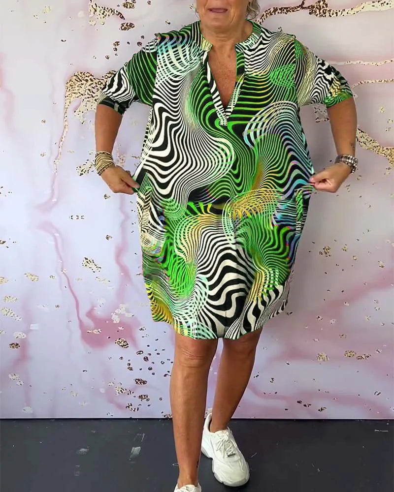 Chisom | Women’s Abstract Printed Short Sleeve Mini Dress