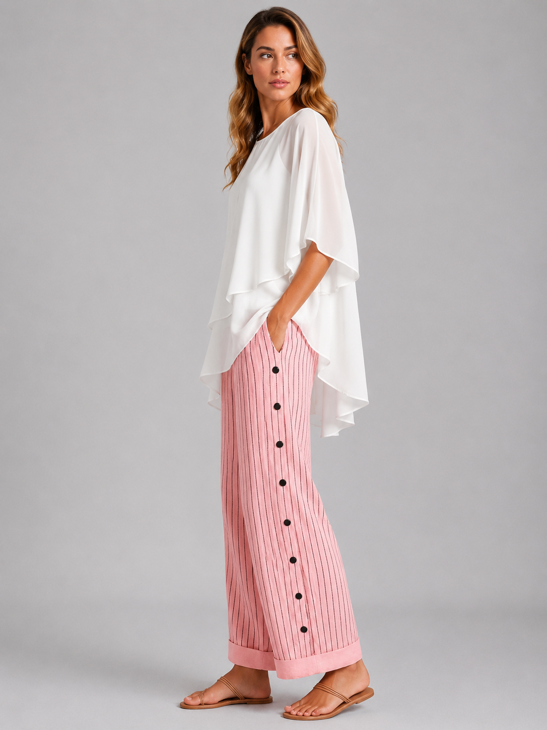 Christa | Women’s Drawstring Button Summer Pants