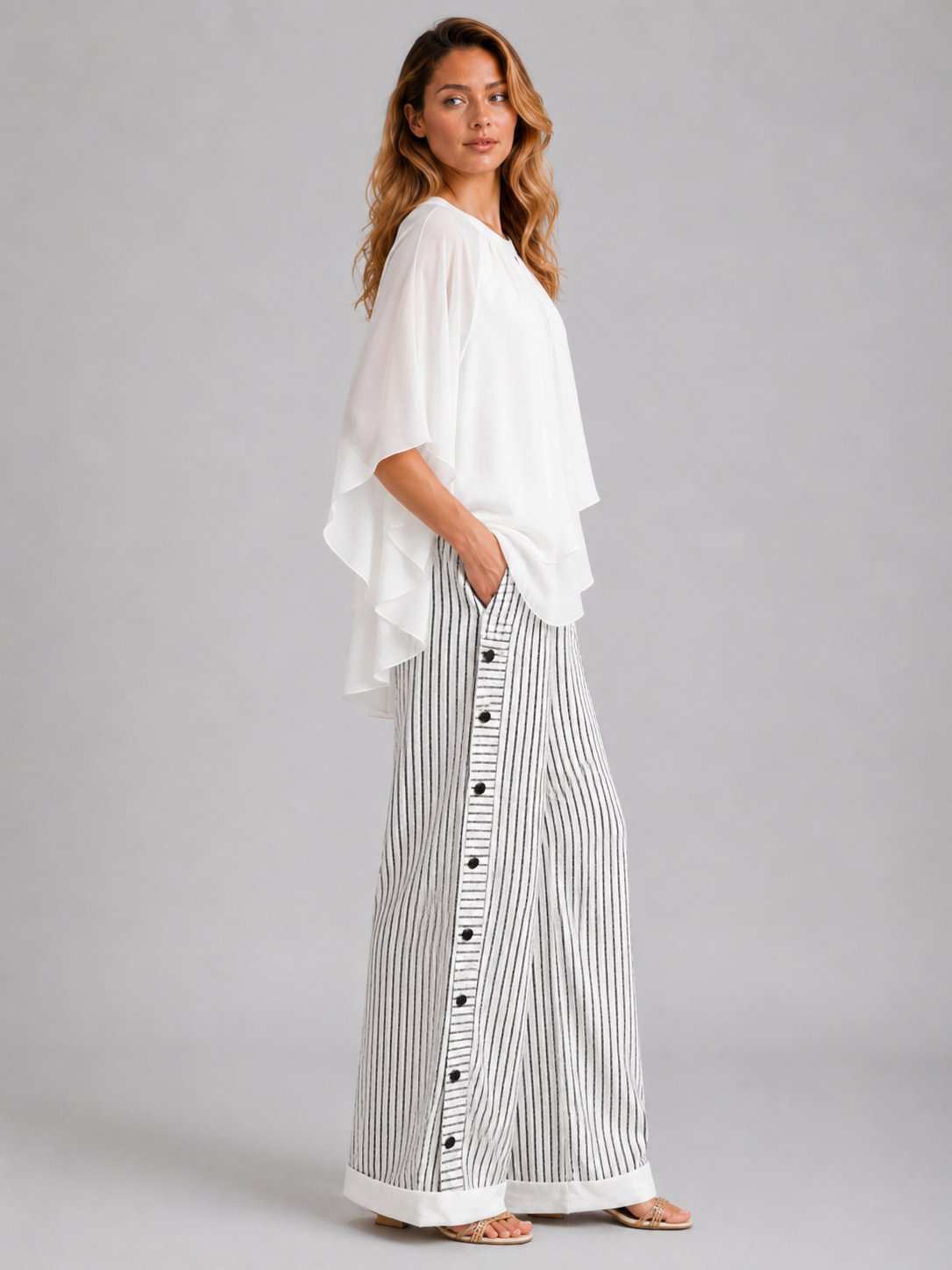 Christa | Women’s Drawstring Button Summer Pants
