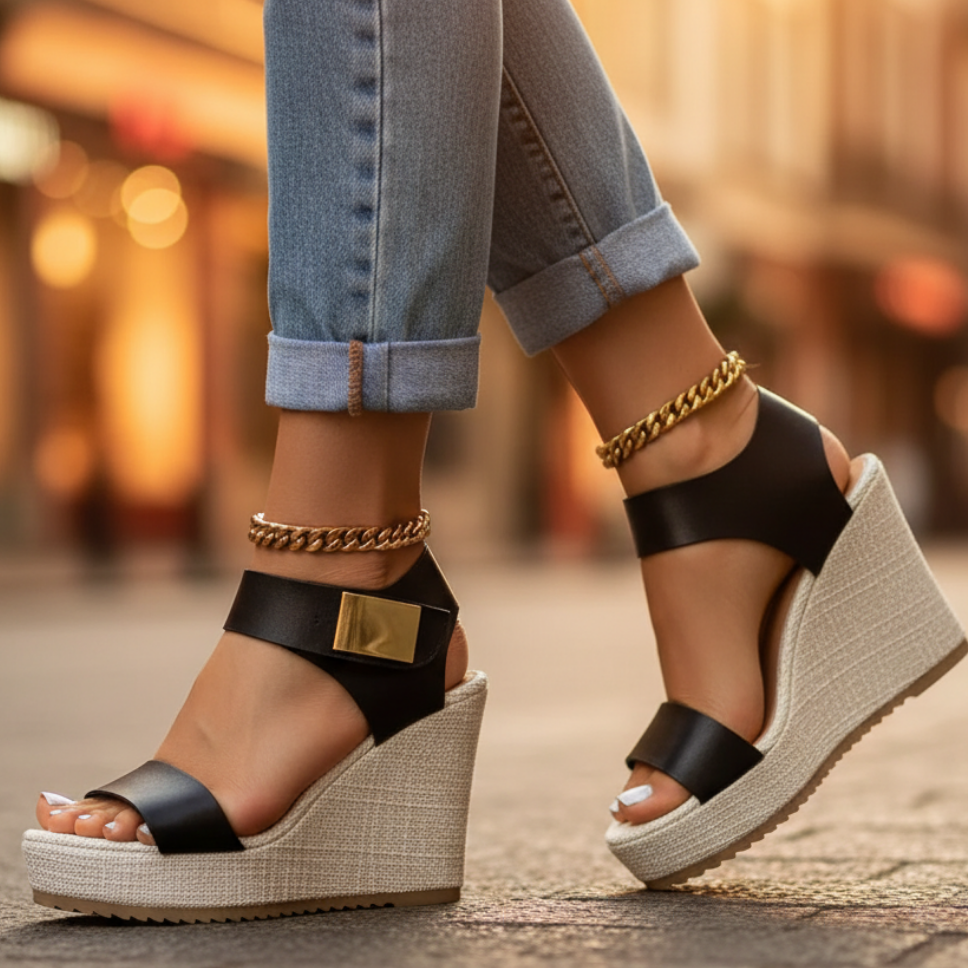 Christine | Women's Platform Wedge Round Toe Sandals
