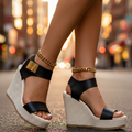 Christine | Women's Platform Wedge Round Toe Sandals