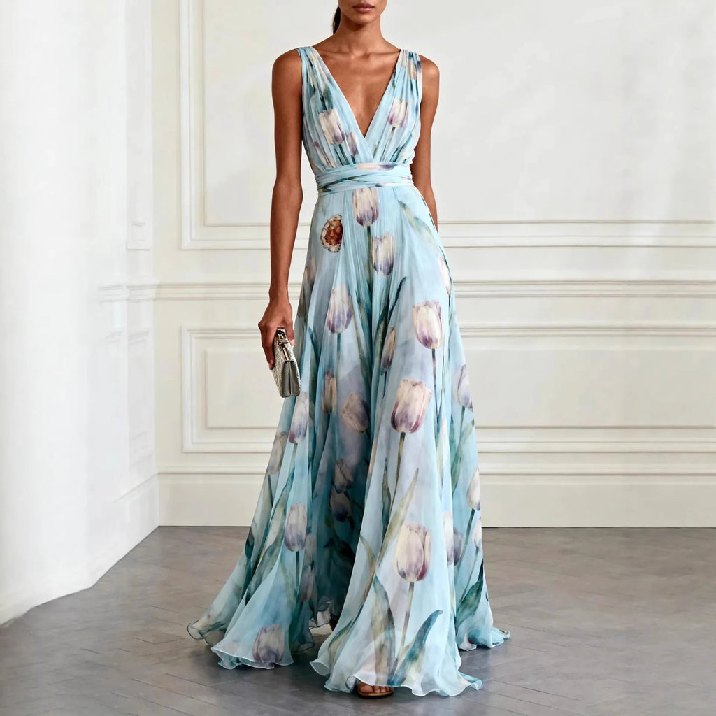 Cinda | Women's V Neck Sleeveless Wedding Guest Dress