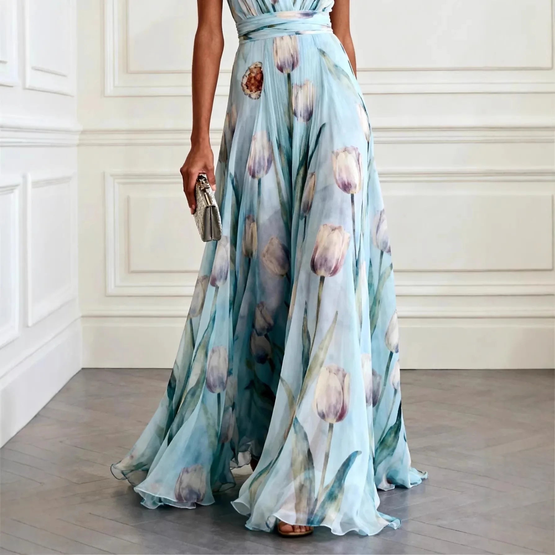 Cinda | Women's V Neck Sleeveless Wedding Guest Dress
