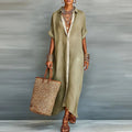 Cinnamon | Women's Collared Short Sleeve Shirt Midi Dress
