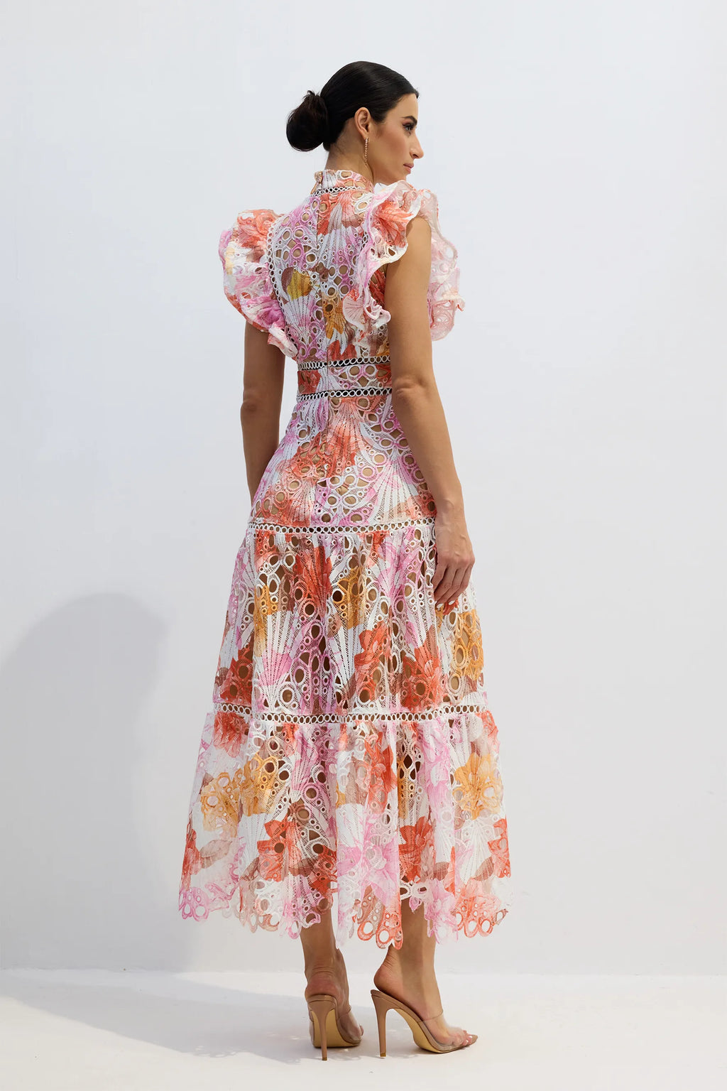 Claiborne | Women’s High Neck Flutter Sleeve Flowy Summer Maxi Dress