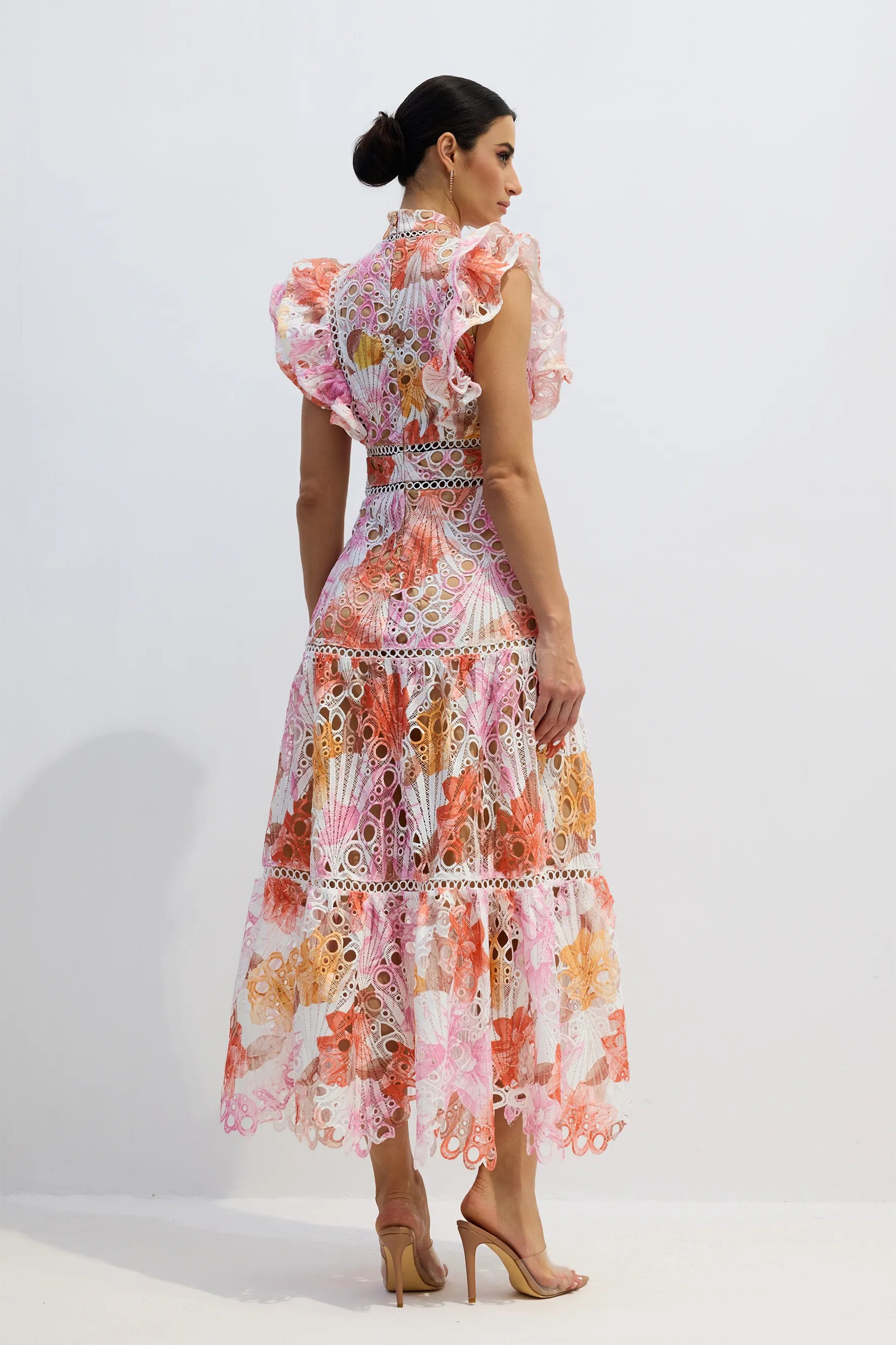 Claiborne | Women’s High Neck Flutter Sleeve Flowy Summer Maxi Dress
