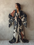 Clarina | Women’s Floral Print V Neck Flowy Maxi Dress