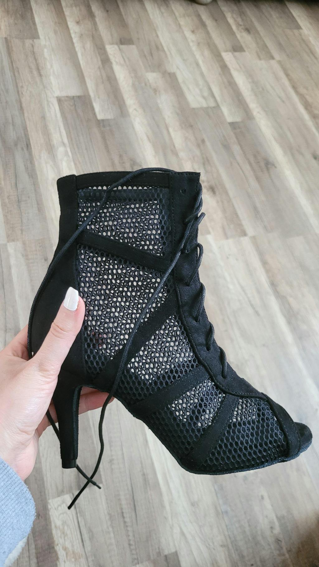 Connie | Women's Mesh Cutout High Lace-Up Dance Heels