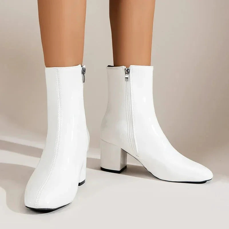 Connie | Women's Pointed Toe Block Heel Zip Boots