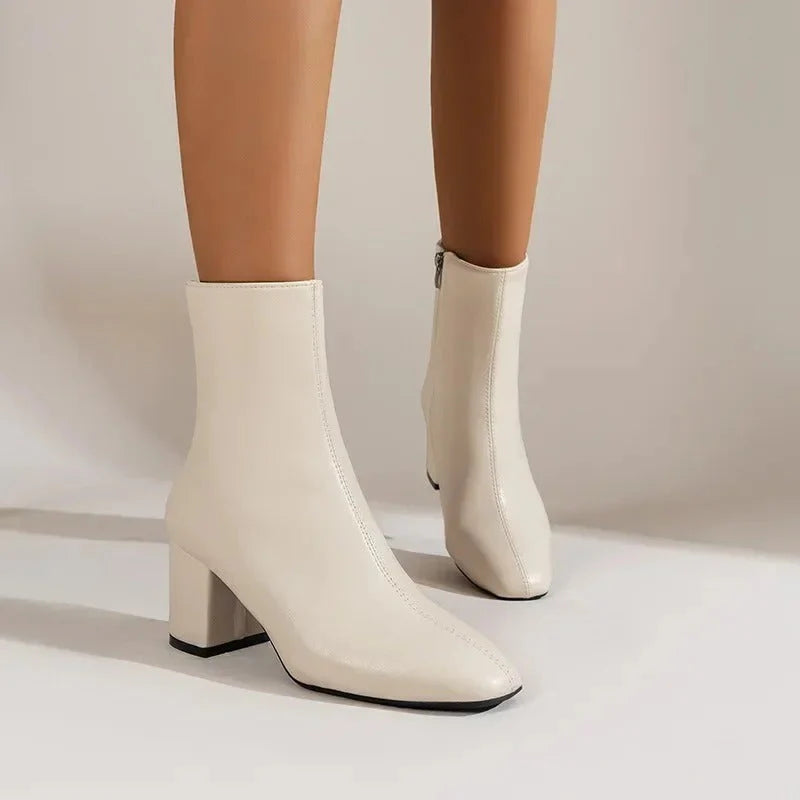 Connie | Women's Pointed Toe Block Heel Zip Boots