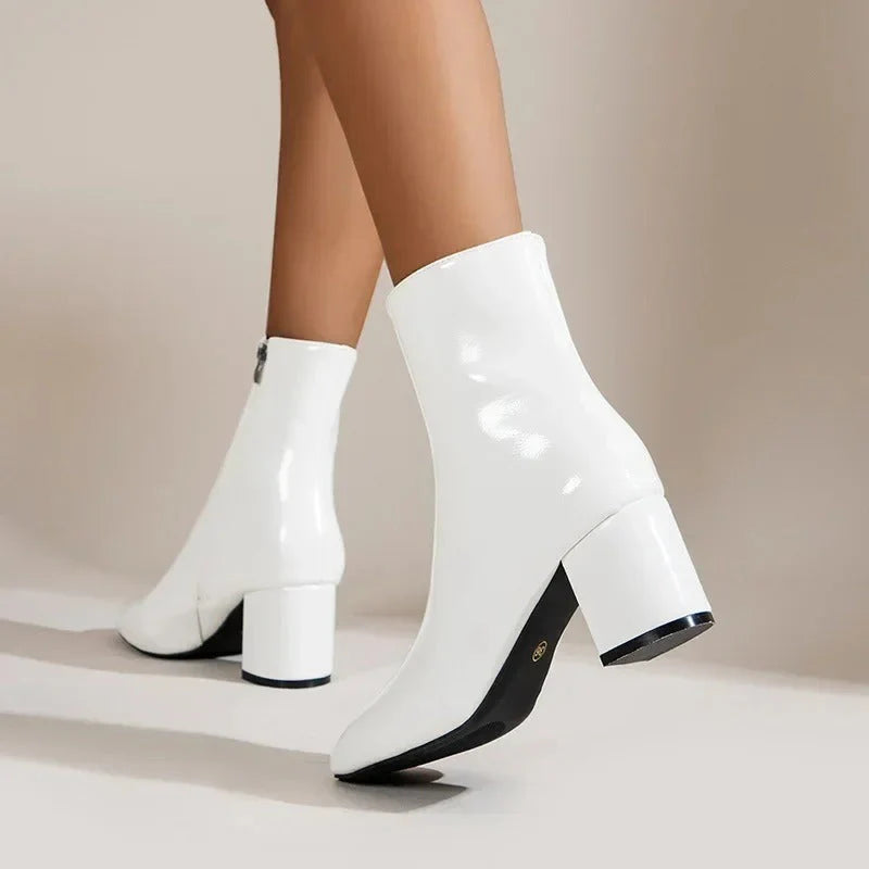Connie | Women's Pointed Toe Block Heel Zip Boots