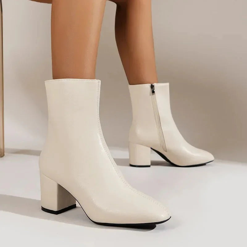 Connie | Women's Pointed Toe Block Heel Zip Boots