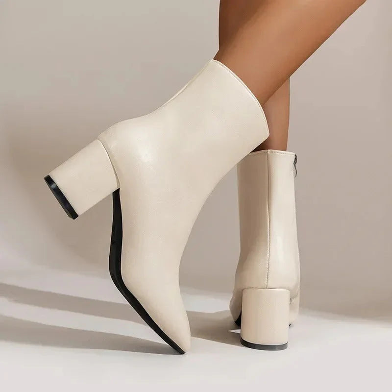 Connie | Women's Pointed Toe Block Heel Zip Boots