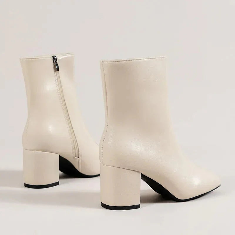 Connie | Women's Pointed Toe Block Heel Zip Boots