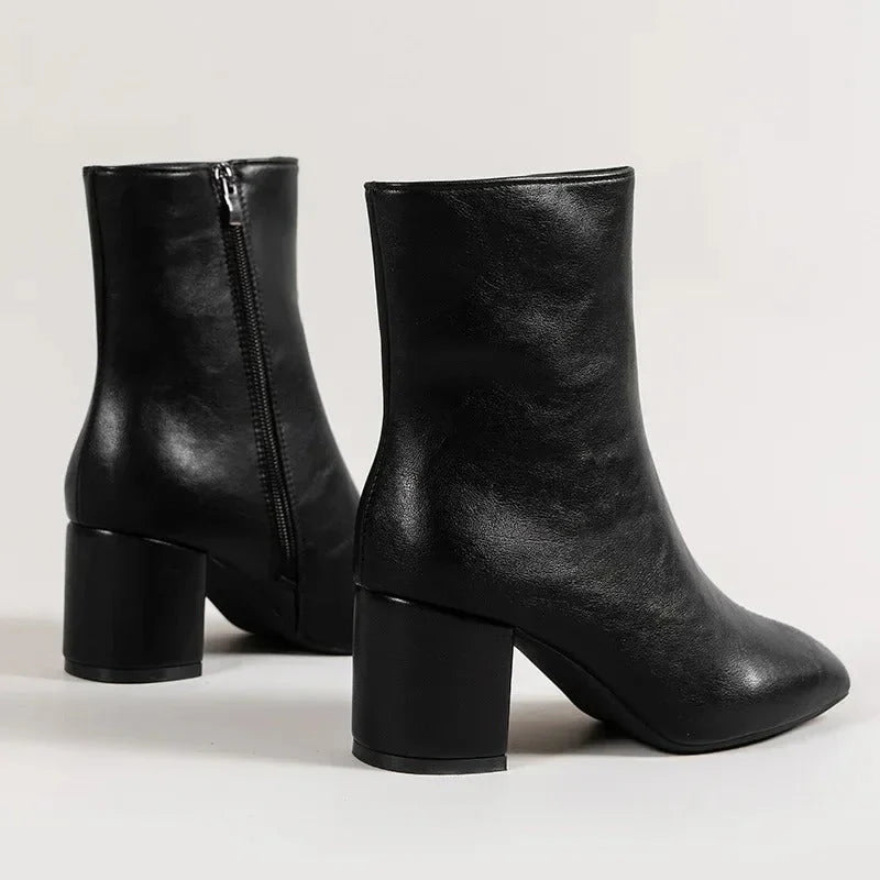 Connie | Women's Pointed Toe Block Heel Zip Boots