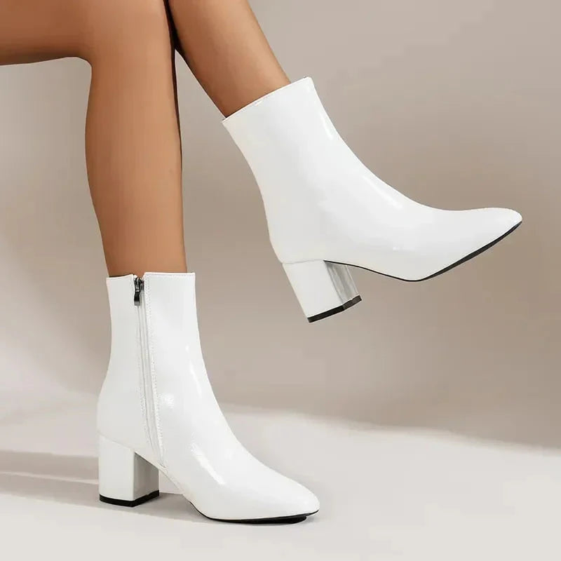 Connie | Women's Pointed Toe Block Heel Zip Boots