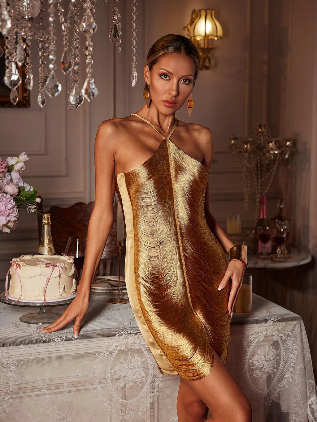 Coralie | Women’s Open Back Sleeveless Grad Party Mini Dress