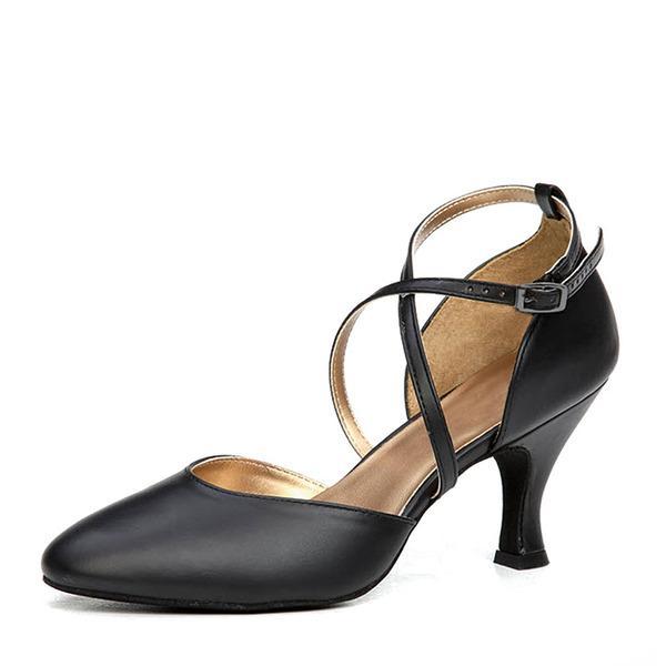 Coraline | Women's Closed Toe Cross Strap Black Dance Heels