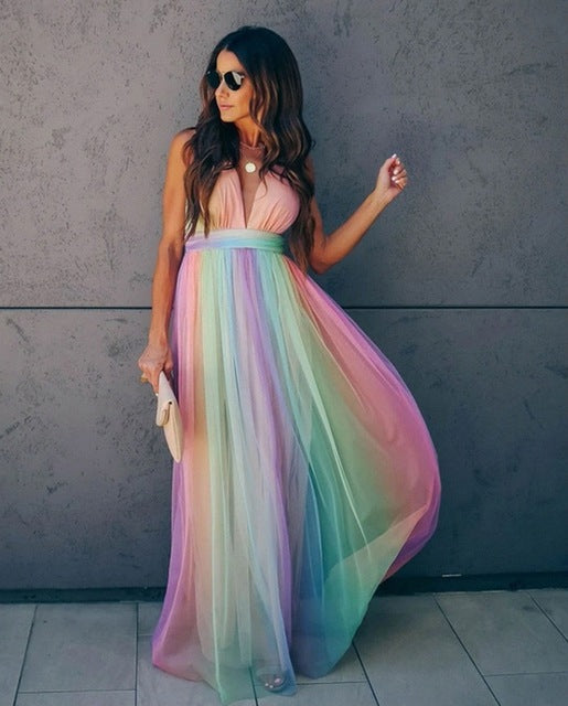 Coraline | Women's Multi-Color Flowy A Line Wedding Guest Dress