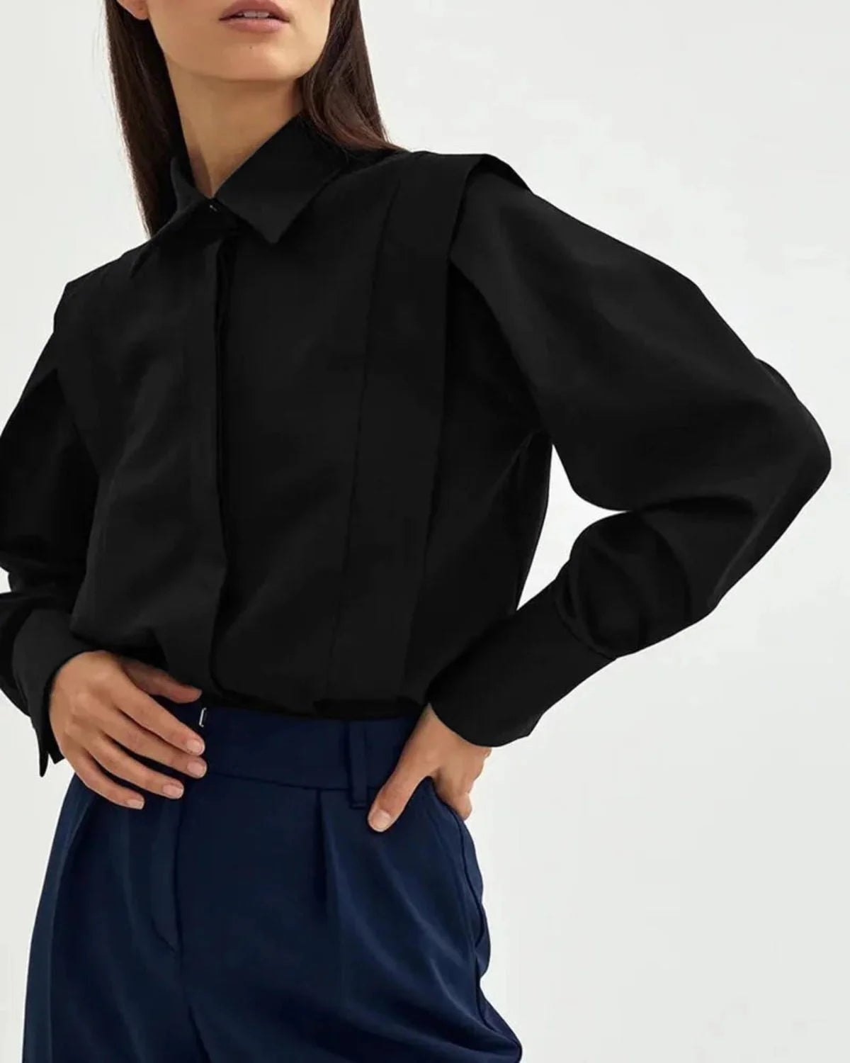 Corina | Women's Pointed Collar Long Sleeve Shirt