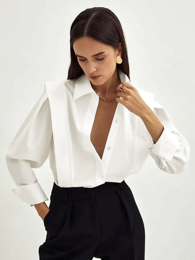 Corina | Women's Pointed Collar Long Sleeve Shirt