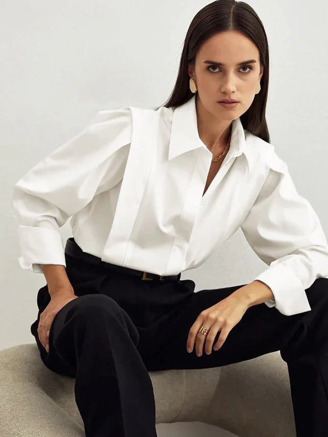 Corina | Women's Pointed Collar Long Sleeve Shirt