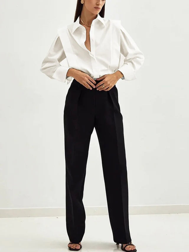 Corina | Women's Pointed Collar Long Sleeve Shirt
