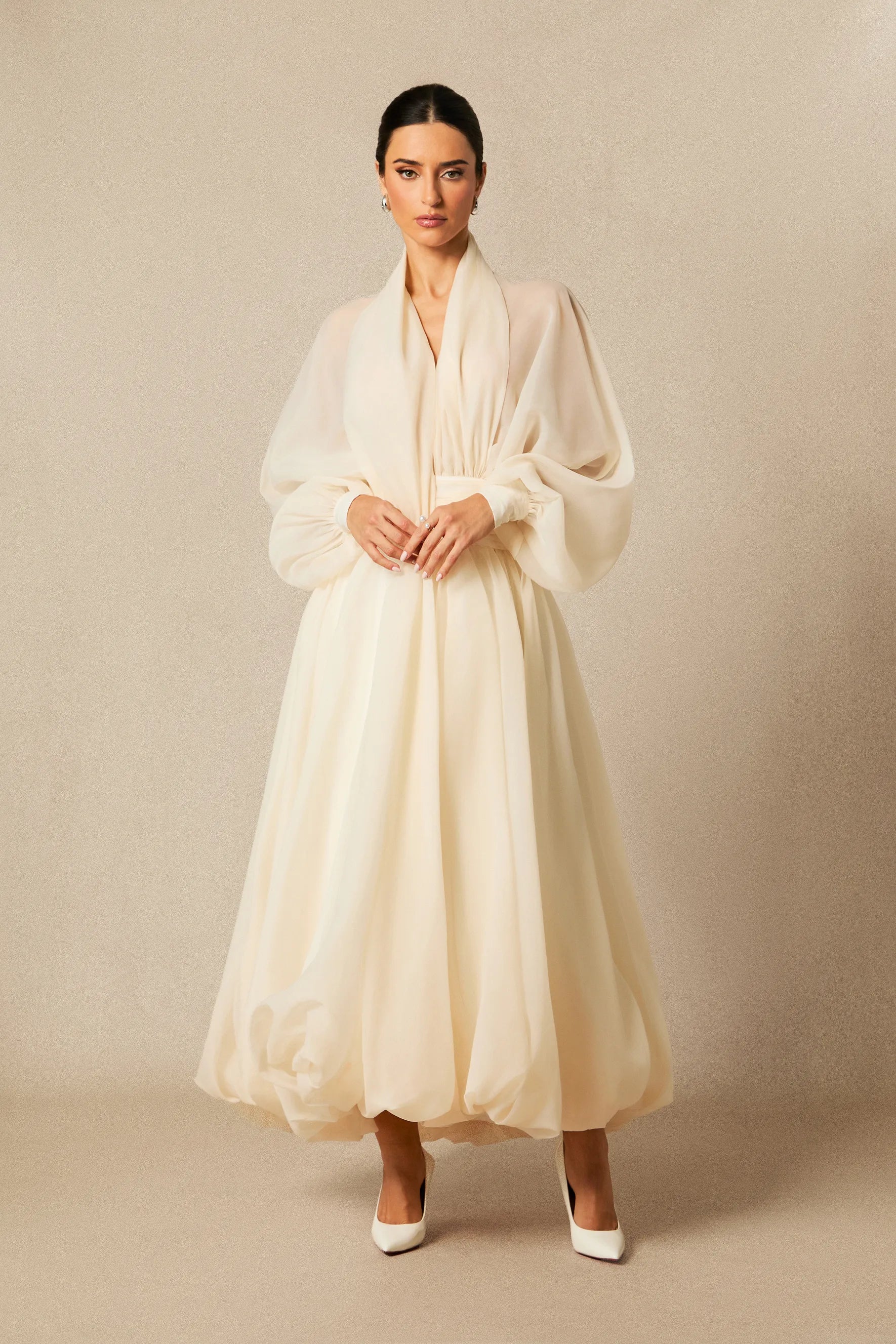 Corinna | Women’s V Neck Long Sleeve Flowy Wedding Guest Dress