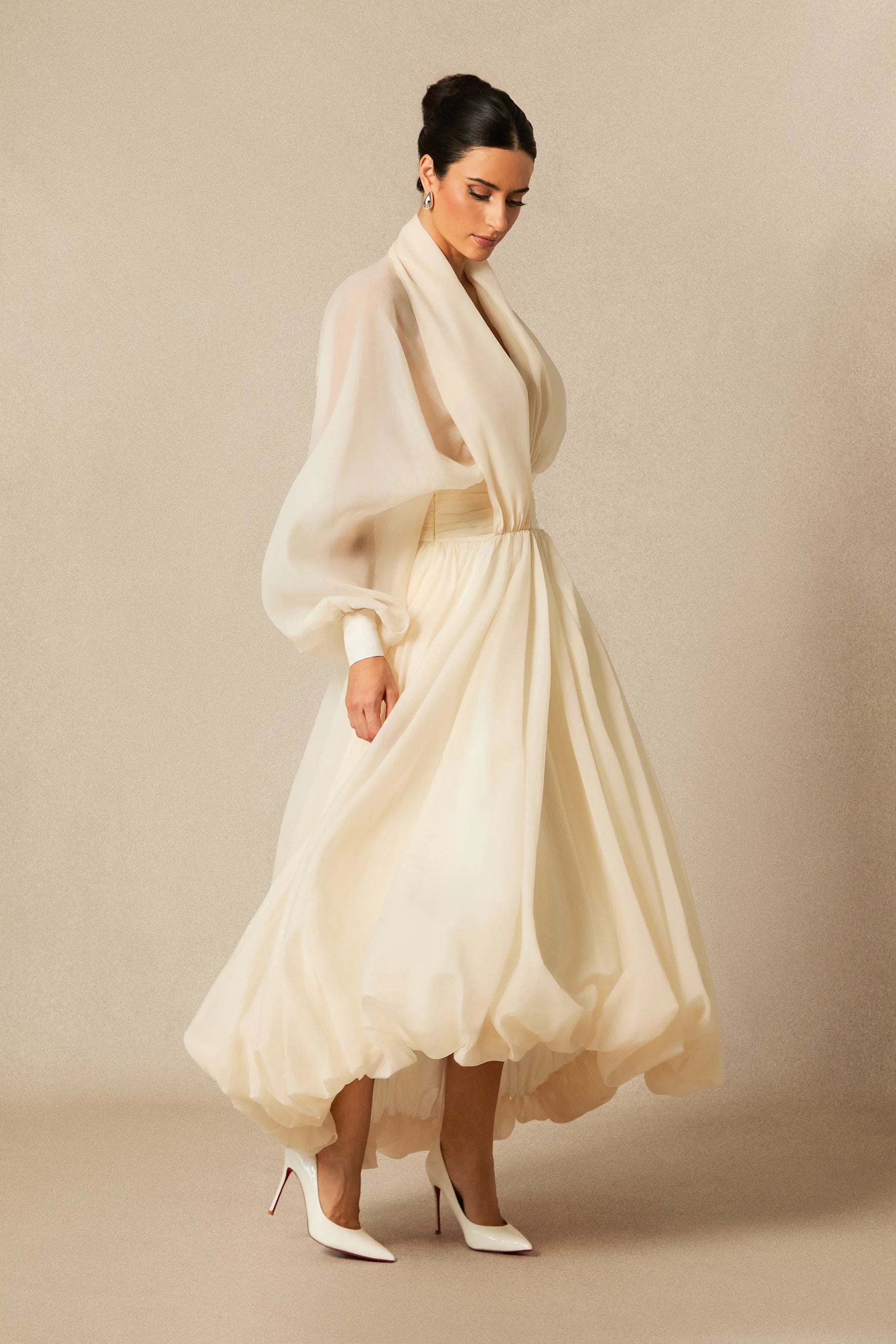 Corinna | Women’s V Neck Long Sleeve Flowy Wedding Guest Dress