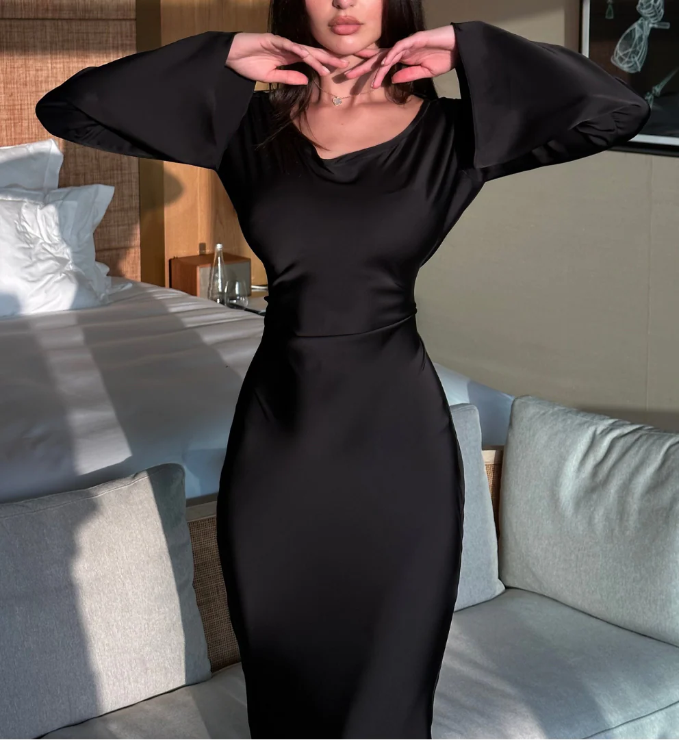 Corrina | Women's Cowl Neck Wedding Guest Maxi Dress