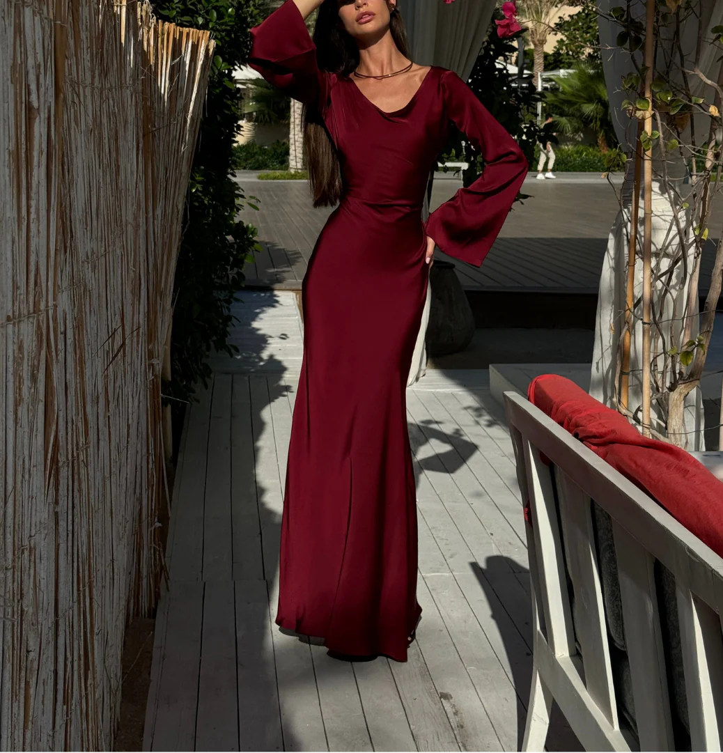 Corrina | Women's Cowl Neck Wedding Guest Maxi Dress