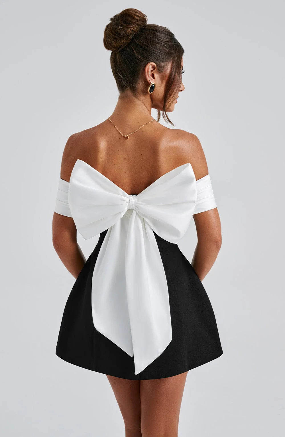 Courtney | Women's A Line Off Shoulder Grad Party Mini Dress