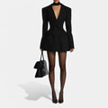 Coyla | Women's Double-Breasted V Neck Black Mini Dress
