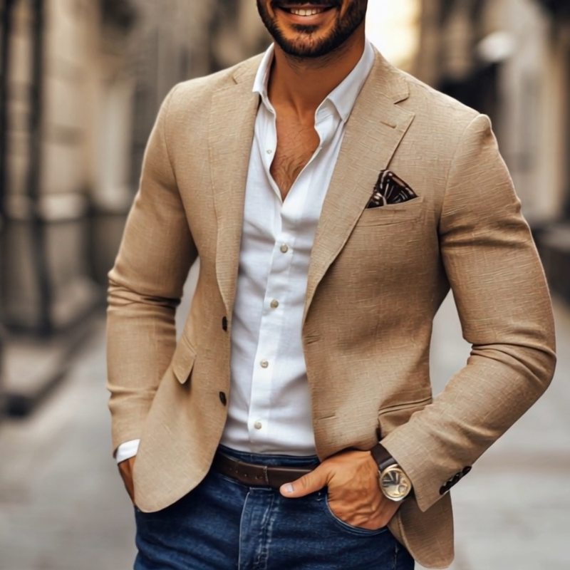 Crawford | Men’s Fitted Notch Lapel Long Sleeve Blazer
