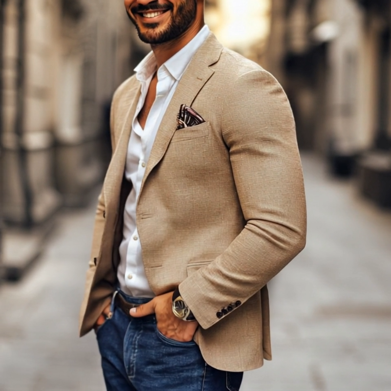 Crawford | Men’s Fitted Notch Lapel Long Sleeve Blazer
