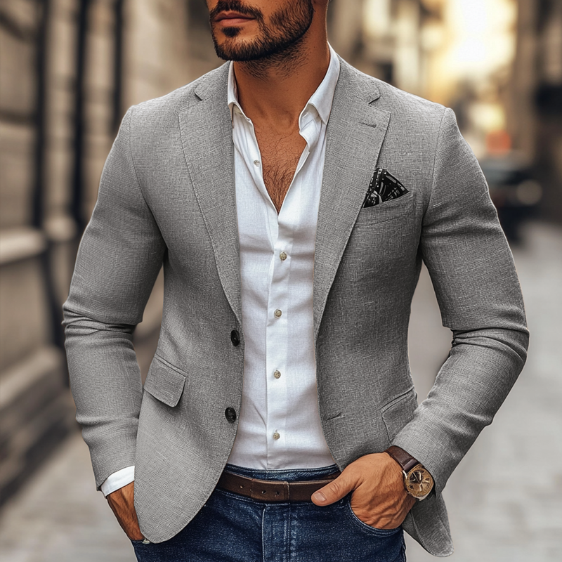 Crawford | Men’s Fitted Notch Lapel Long Sleeve Blazer