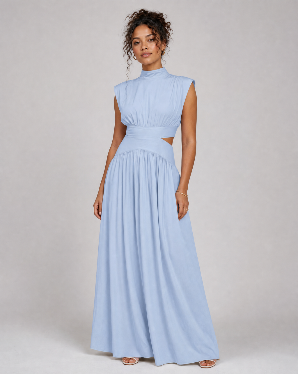 Cristal | Women's Mock Neck Cut Out Wedding Guest Dress