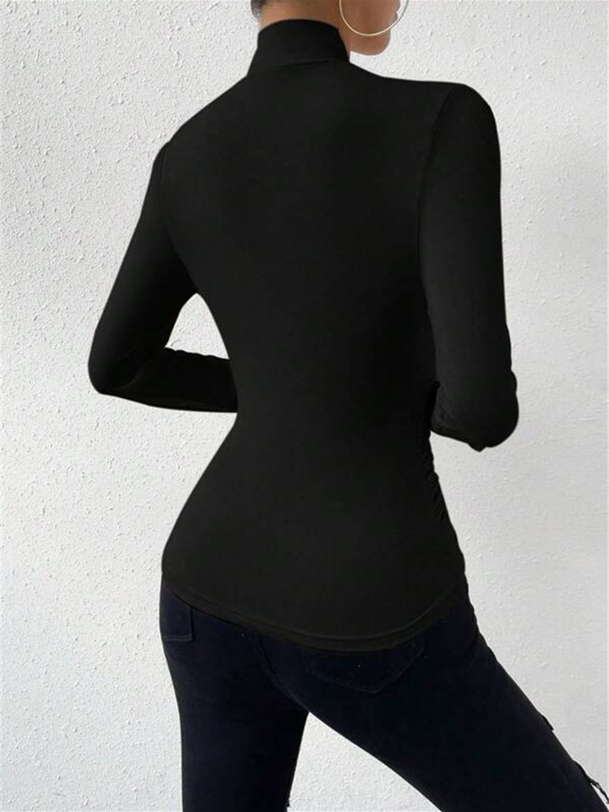 Cristina | Women's Fitted Crossover Long Sleeve Top