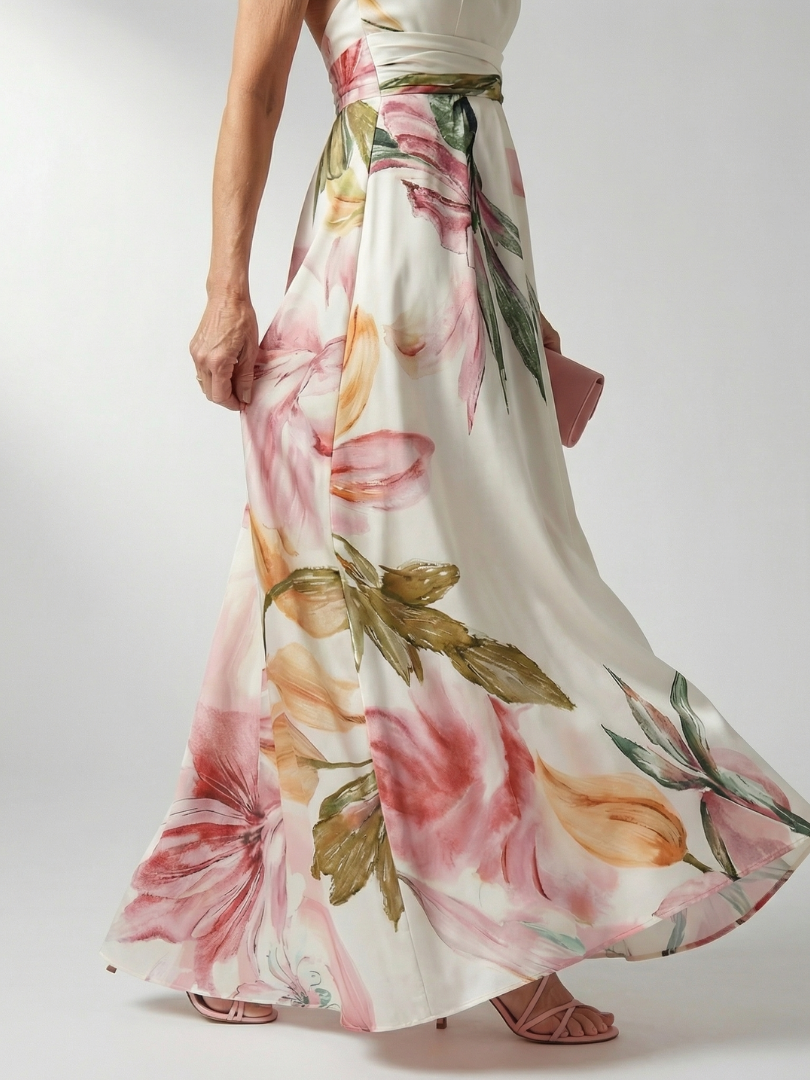 Crysta | Women's Floral Halter Neck Maxi Dress