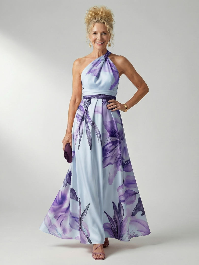 Crysta | Women's Floral Halter Neck Maxi Dress
