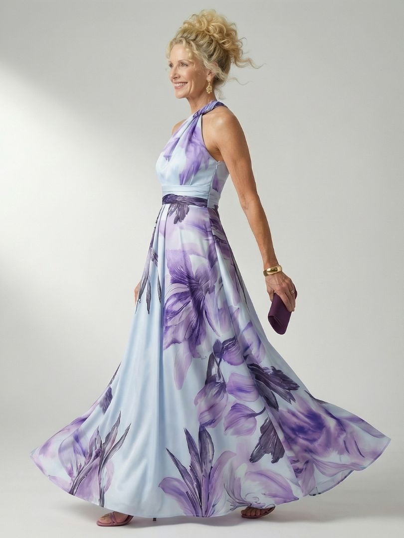 Crysta | Women's Floral Halter Neck Maxi Dress