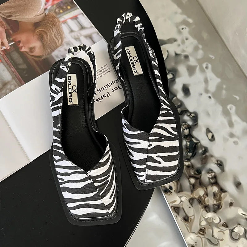 Crystal | Women's Square Toe Slingback Slip On Sandals