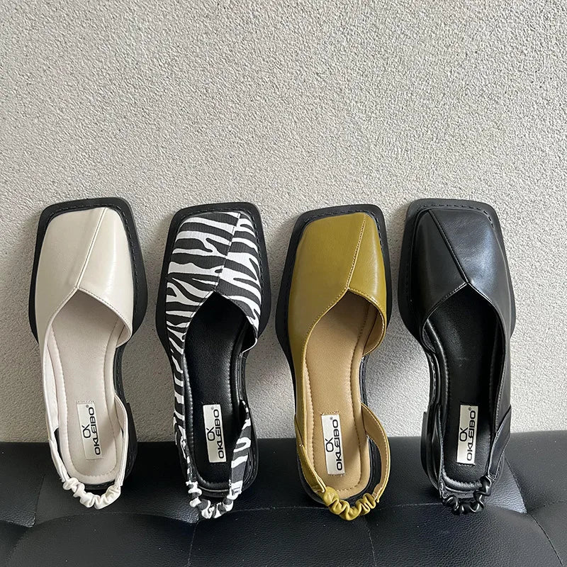 Crystal | Women's Square Toe Slingback Slip On Sandals