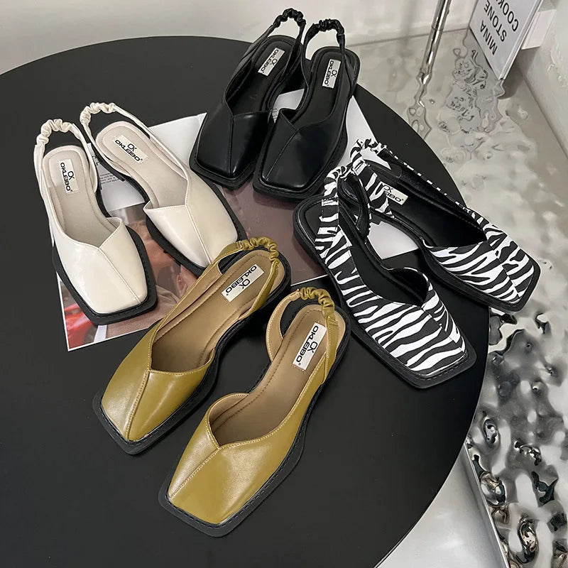 Crystal | Women's Square Toe Slingback Slip On Sandals