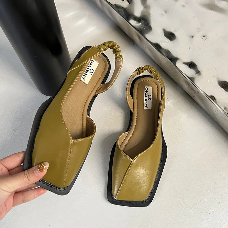 Crystal | Women's Square Toe Slingback Slip On Sandals